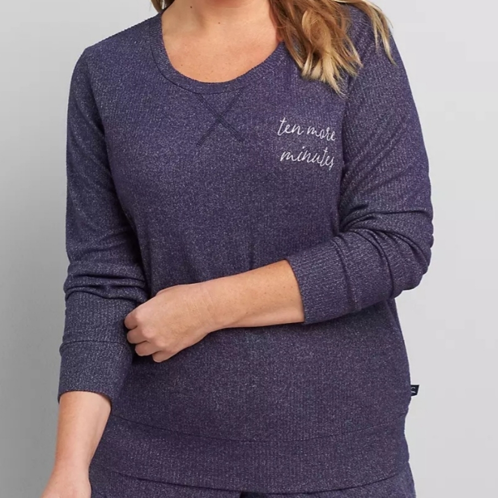 NWT Lane Bryant Blue Brushed Ribbed Sleep Top 26/28